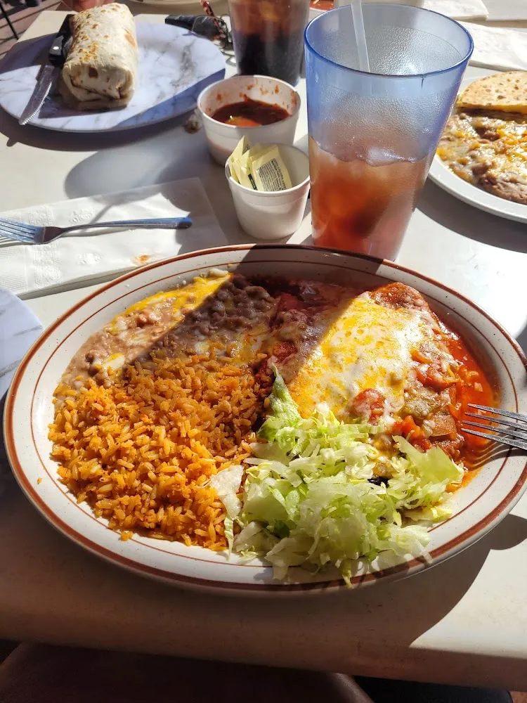 Cheese Enchilada with Rice and Beans